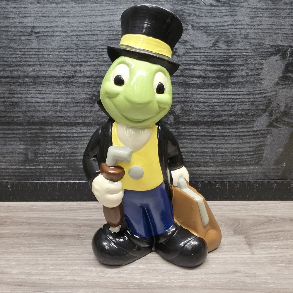 Vintage Walt Disney Productions Jiminy Cricket Figure Ceramic Hand Painted 9"